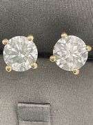 3.00 CARATS LAB GROWN DIAMOND STUDS. BRAND NEW.  14K YELLOW GOLD