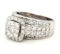 14kt White gold 2ctw diamond halo cluster ring