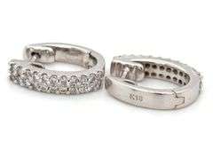 Small Scale 14K White Gold Diamond Huggie Earrings