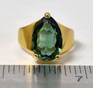 Green Gemstone Ring in Vermeil Sterling Silver