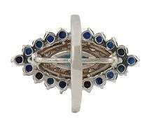 0.55ctw Diamond and 1.50ctw Sapphire Marquise Shaped Double Frame Ring in 14K