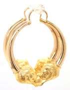 18ktt Yellow gold double lions head hoop earrings