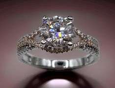 Sparkling White 2.15 Ct 14 Kt White Gold Plated Lab Simulated Diamond Ring