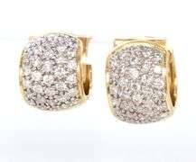 18kt Yellow gold 0.75ctw Pave diamond huggies