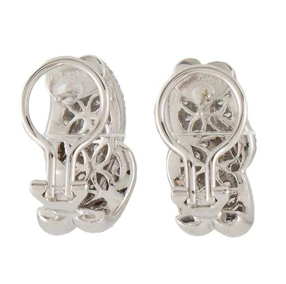 1.95ctw Pave Diamond Triple Layered Omega Back Earrings in 18K