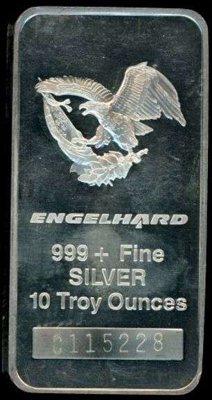 10 Troy Ounce .999 Fine Silver Bar from Engelhard