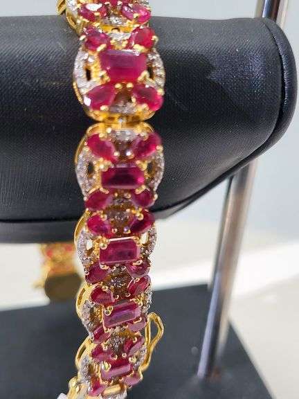 Elegant Gold Color Ruby Bracelet in Sterling Silver