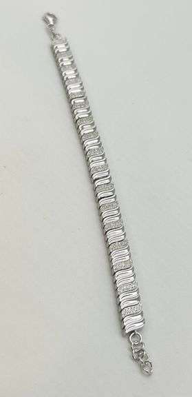 925 Sterling Silver CZ Wave Link Bracelet