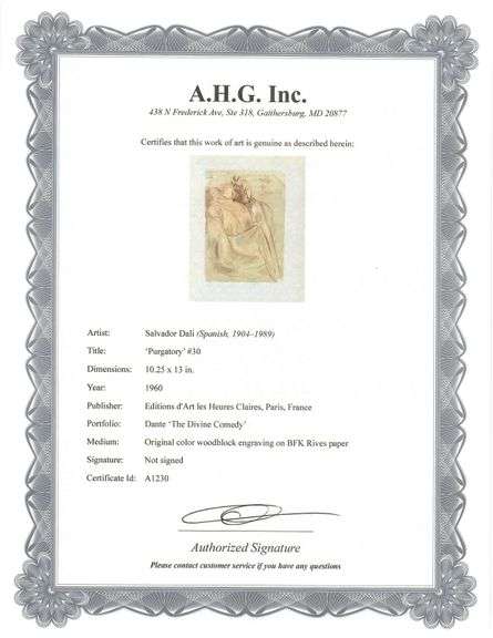 Collectible Original Color Engraving by Salvador Dali from The Divine Comedy