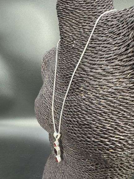 Sterling Silver Garnet Pendant Natural Gemstone