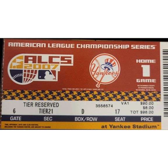 2007 New York Yankees ALCS Game 1 Unused Ticket Stub
