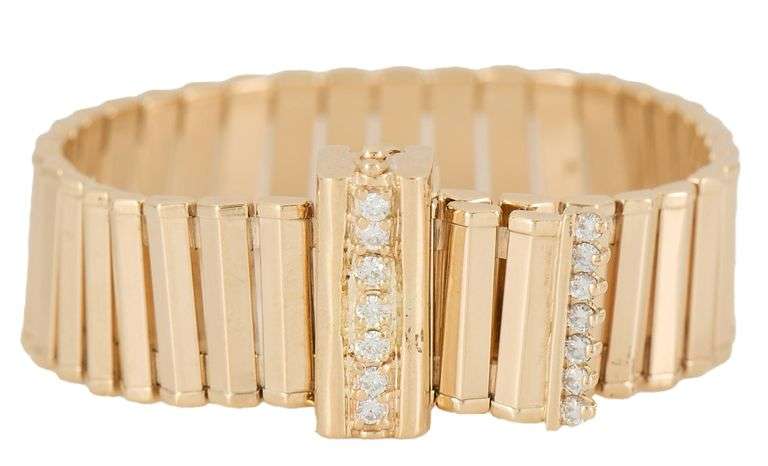 0.70ctw Diamond Polished Bar Link Bracelet in 14K