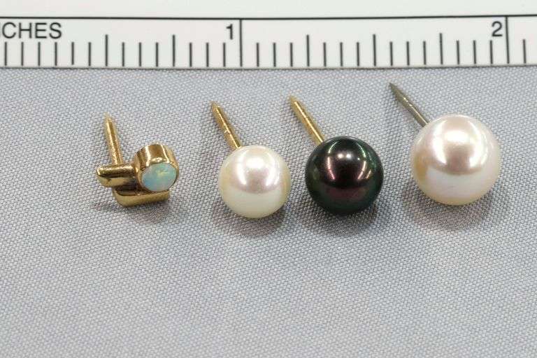 Lot of 4 Tie Tacks with 14k Settings
