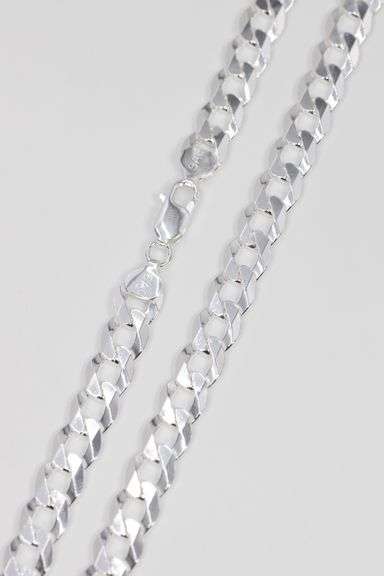 Men's 10mm Solid .925 Sterling Silver Flat Curb Chain Link Italy Necklace 20"