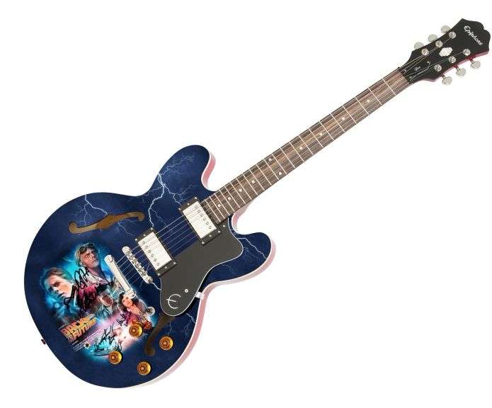 Back To The Future Cast Signed Framed Display Graphics Photo Guitar ACOA