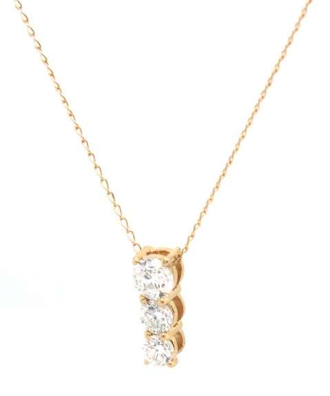 14kt Yellow gold 0.35ctw diamond journey 3 stone pendant on chain