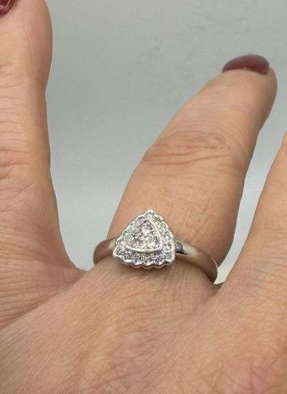 14kt Solid White Gold & Diamond Band Ring