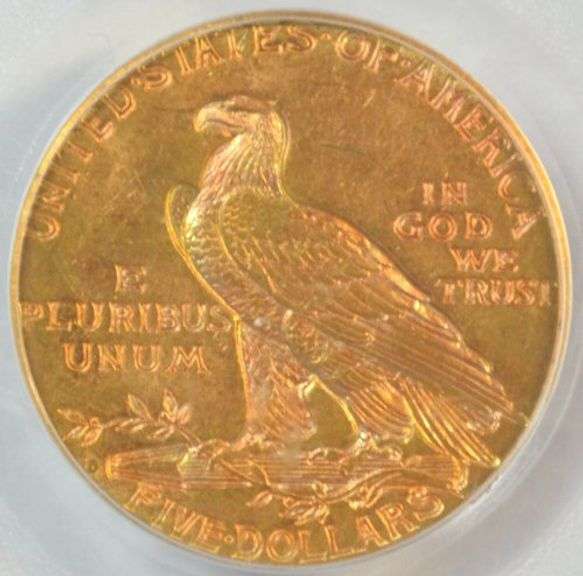 Gorgeous Choice BU 1909-D $5 Indian Gold Piece. Old Green Label PCGS MS63