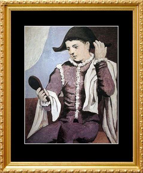 Colectible Pablo Picasso, Harlequin with a Mirror