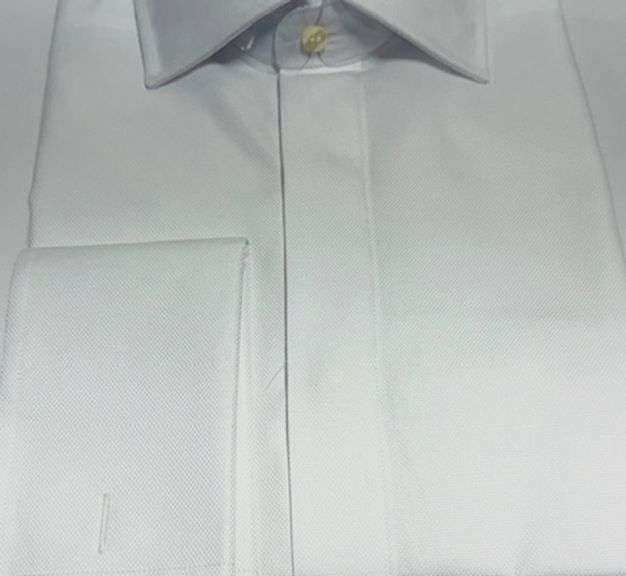Super Fine Quality  White Dress Shirt By Di Stefano, French Cuff