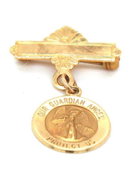 Sweet 14K YG Guardian Angel Pin