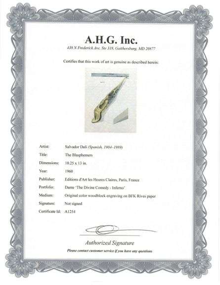 Rare Salvador Dali Original Engraving from The Divine Comedy, Inferno