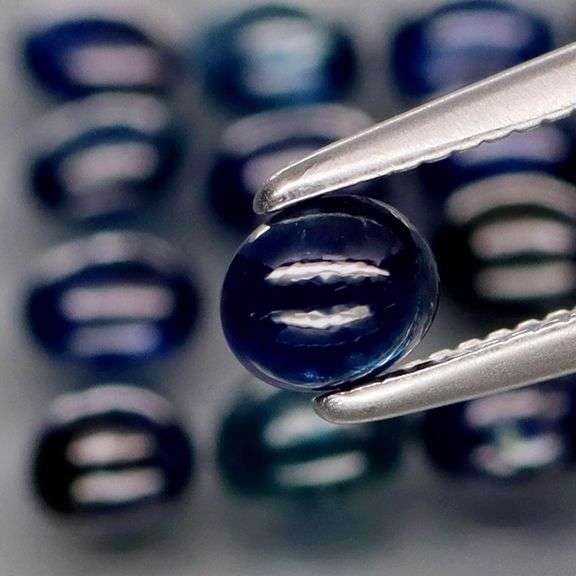 Gorgeous 5.32ct set of cabochon cut ink blue Sapphires! Heated only!