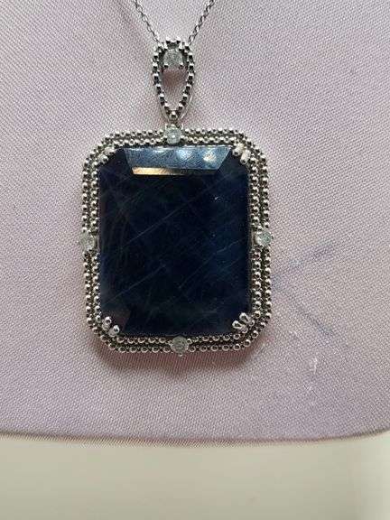 Unbelievable very fine Sapphire and diamond Necklace in Silver – GGA Certified