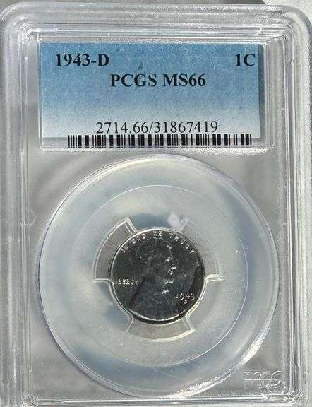 1943 D Steel Cent PCGS MS 66