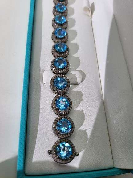 Topaz Bracelet in Dark Silver with Diamond accents
