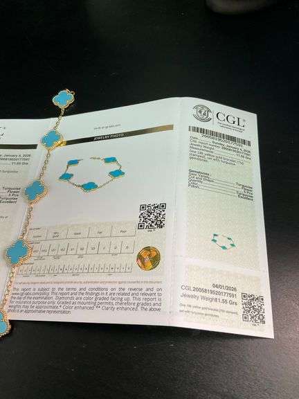 CERTIFIED BRAND NEW 18K YELLOW GOLD CLOVER LEAF BRACELET