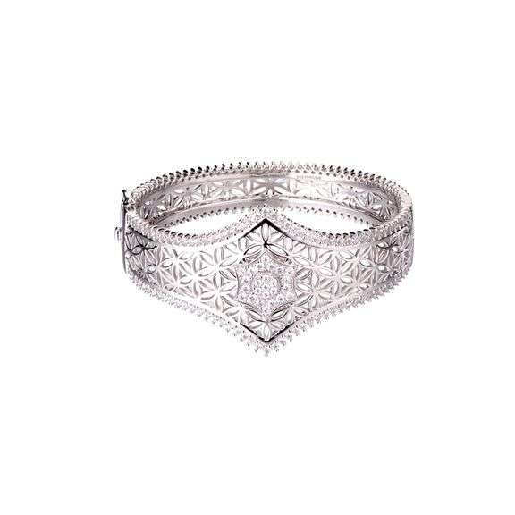 Beautiful Sterling Silver Cubic Zirconia Statement Bangle