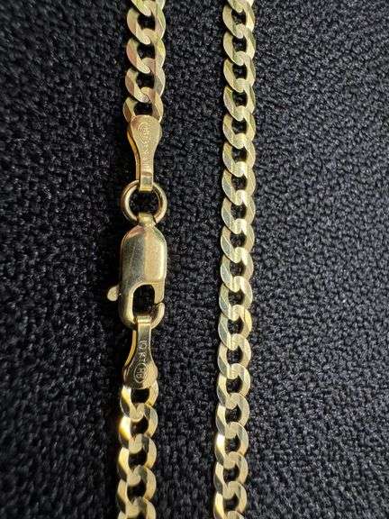 10k Yellow Gold Solid Curb Chain 3.5mm Link Necklace 22"