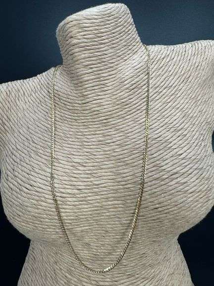 10k Yellow Gold Solid Curb Chain 2mm Link Necklace 24"