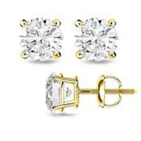 BRAND NEW 2.00 CARATS LAB GROWN DIAMOND STUDS. 14K YELLOW GOLD