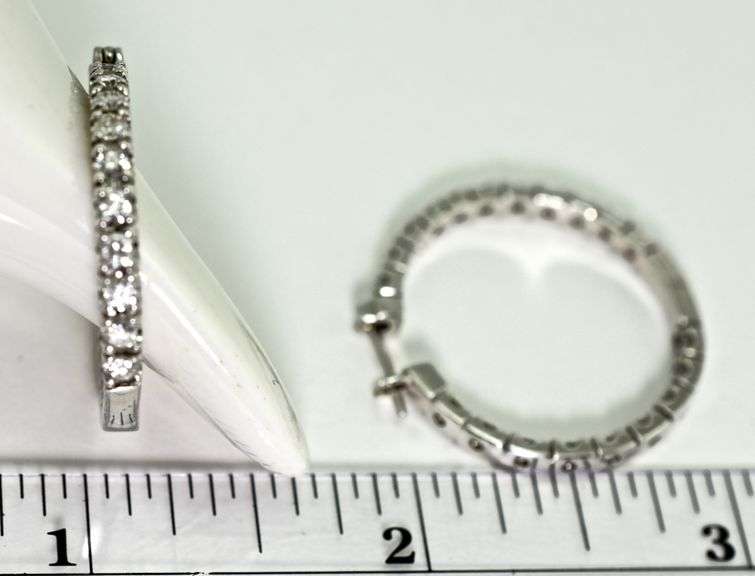 Popular 18K  Diamond In-and-Out Hoop Earrings