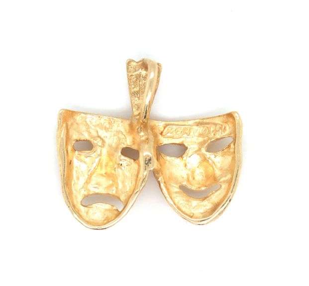 14kt Yellow gold Comedy and Tracedy charm pendant