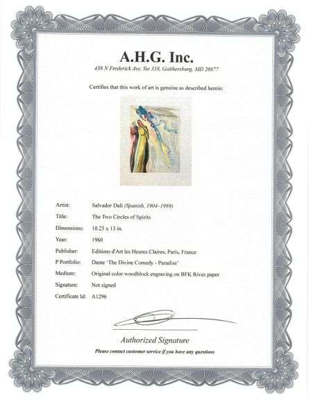 Highly Collectible Salvador Dali Original Color Engraving from The Divine Comedy