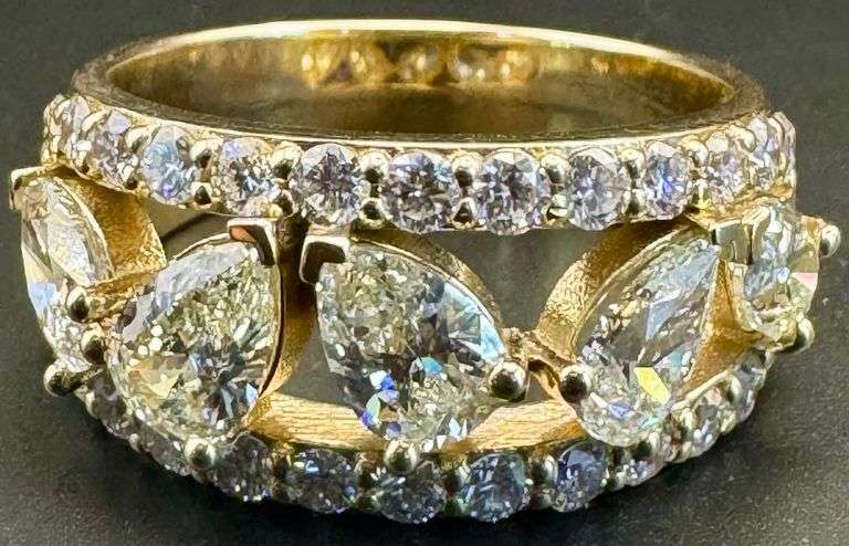 14K Yellow Gold Pear Cut Diamond Ring of 2.55 CTW