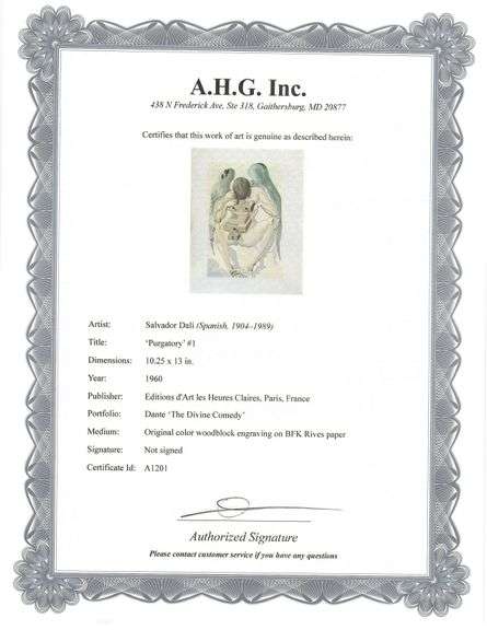 Highly Collectible Salvador Dali Original Color Engraving from The Divine Comedy