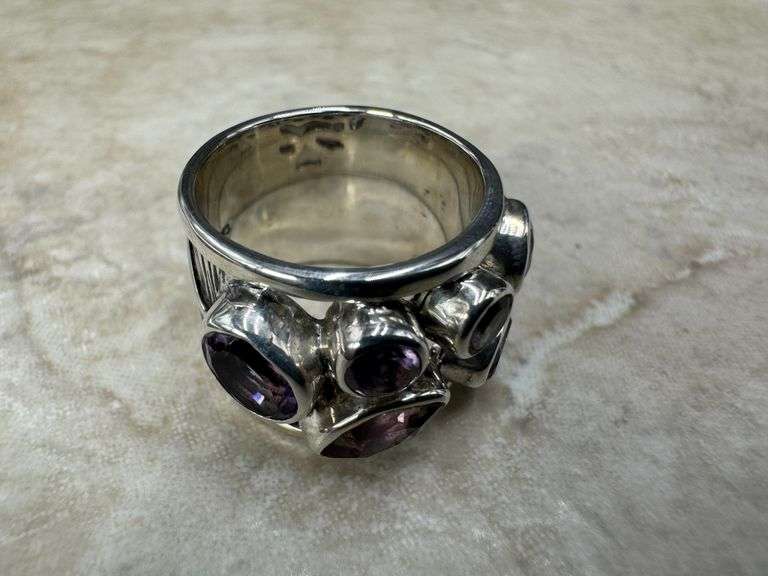 Sterling Silver Natural Gemstone Amethyst Ring Size 7