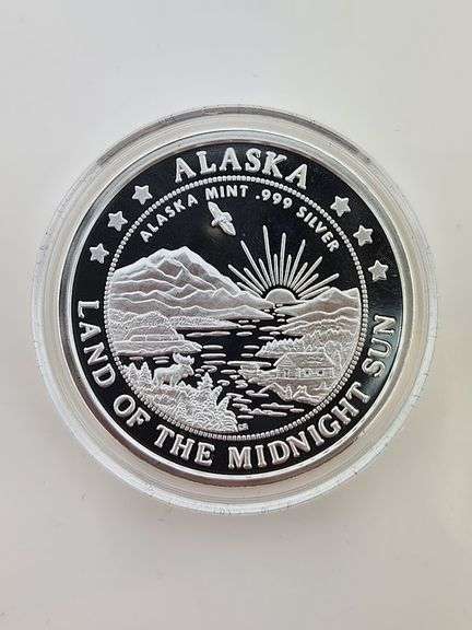 Alaska Mint - 1 Oz Silver, Land Of The Midnight Sun, Raven Medallion