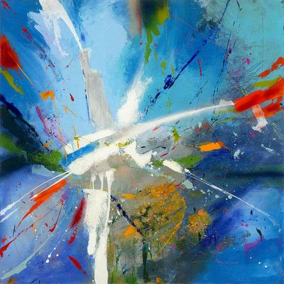 Serene Blue-Toned Abstract Original on Canvas