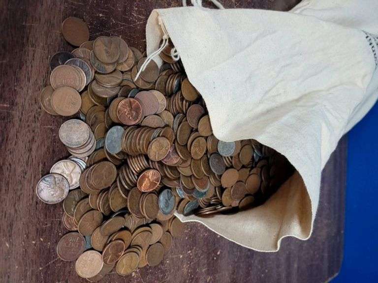 Full Bag of 5000 Oldtime 'Wheat-Back' Lincoln Cents. 1920's to 1950's