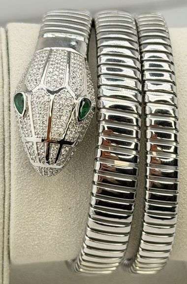 925 Sterling Silver And Stainless Steel Crystal Triple Wrap Snake Bracelet