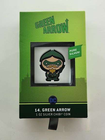 2022 1 Oz. Silver Colorized Green Arrow Chibi Coin, New Zealand Mint