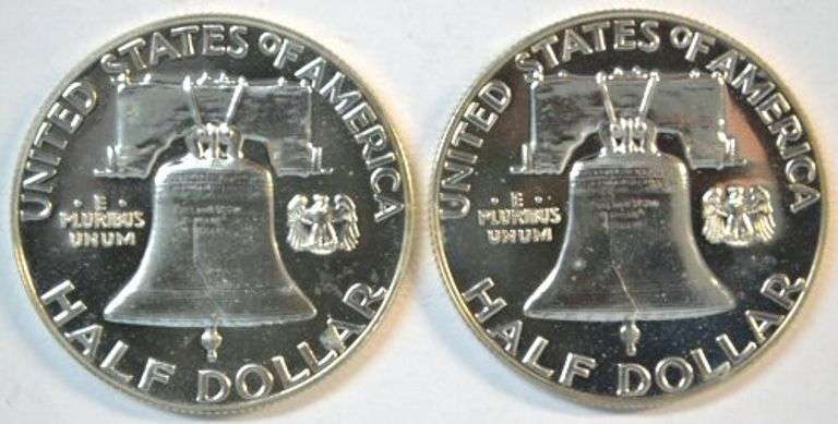 Gem Proof 1957 and 1958 Franklin Half Dollars