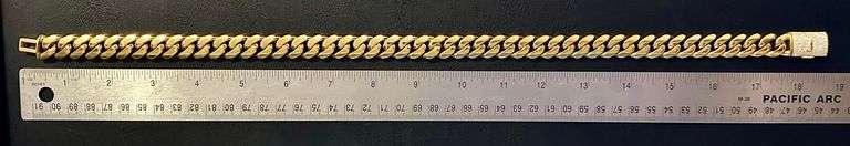 Huge 136 Gram 18 Kt Gold Plate Monogramed Initial "J" Cuban Link Chain Necklace.