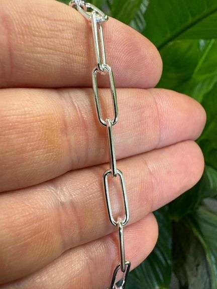 Sterling Silver Paperclip Rolo Link Chain 5mm Solid 925 Italy Necklace 18"