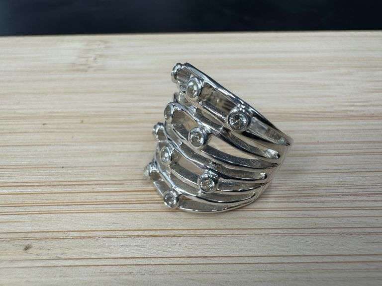 Sterling Silver White Topaz Gemstone Ring Size 7